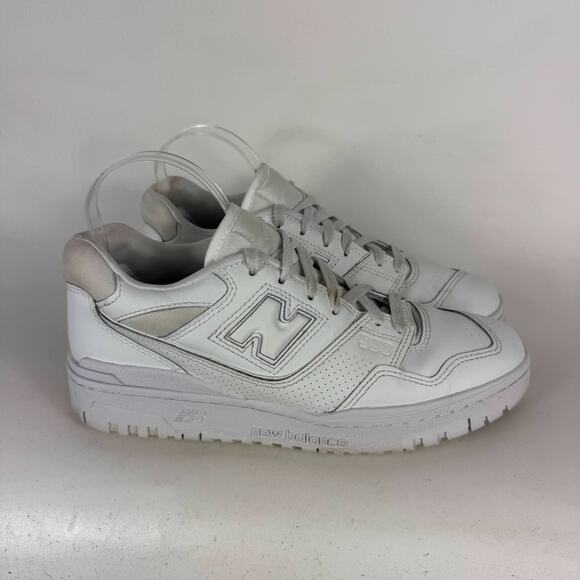 New Balance 550 Athletic Shoes Women's 10 Triple White Leather Low Top Sneakers - Picture 2 of 10
